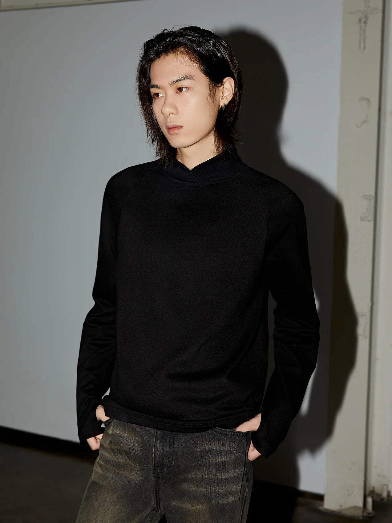 High Collar Long Sleeve Top - Image 2