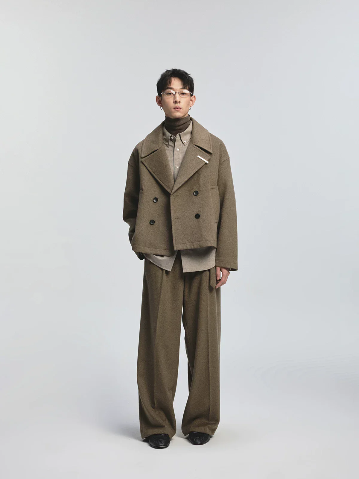 High-Count Wool Double-Breasted Short Jacket - Image 3