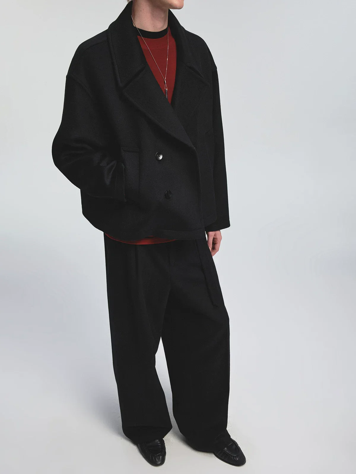 High-Count Wool Double-Breasted Short Jacket - Image 4