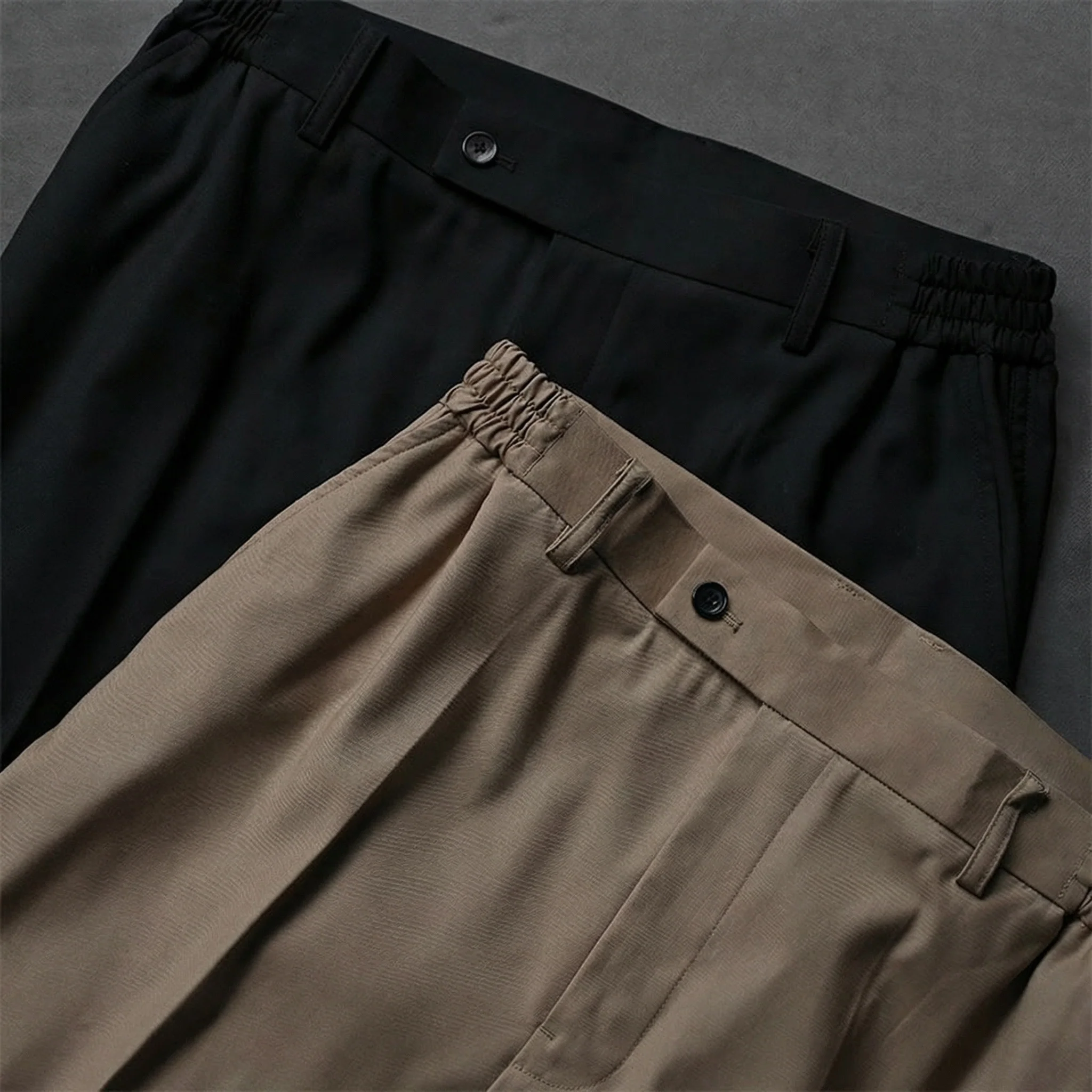 High-Density Elastic Waist Wide-Leg Trousers - Image 7