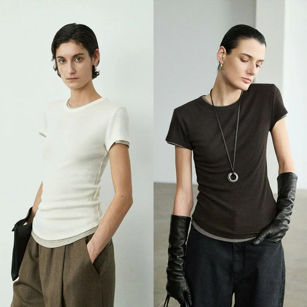 High Elastic Ribbed T-Shirt