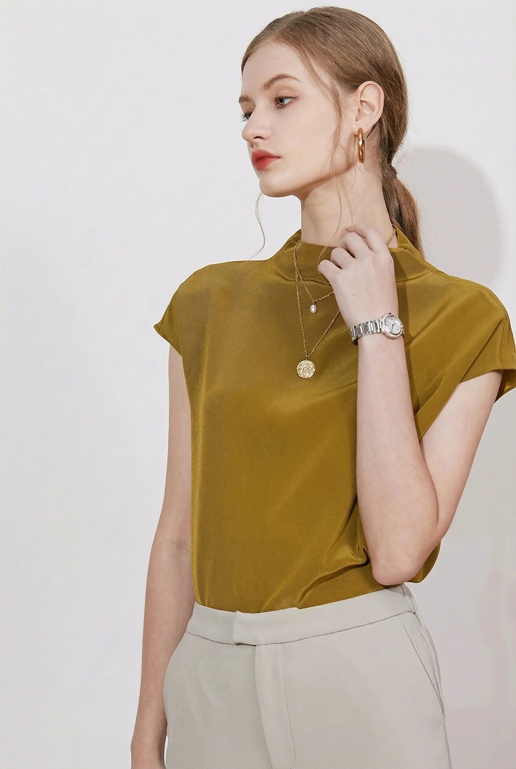 High-Neck Acetate Blouse - Image 6