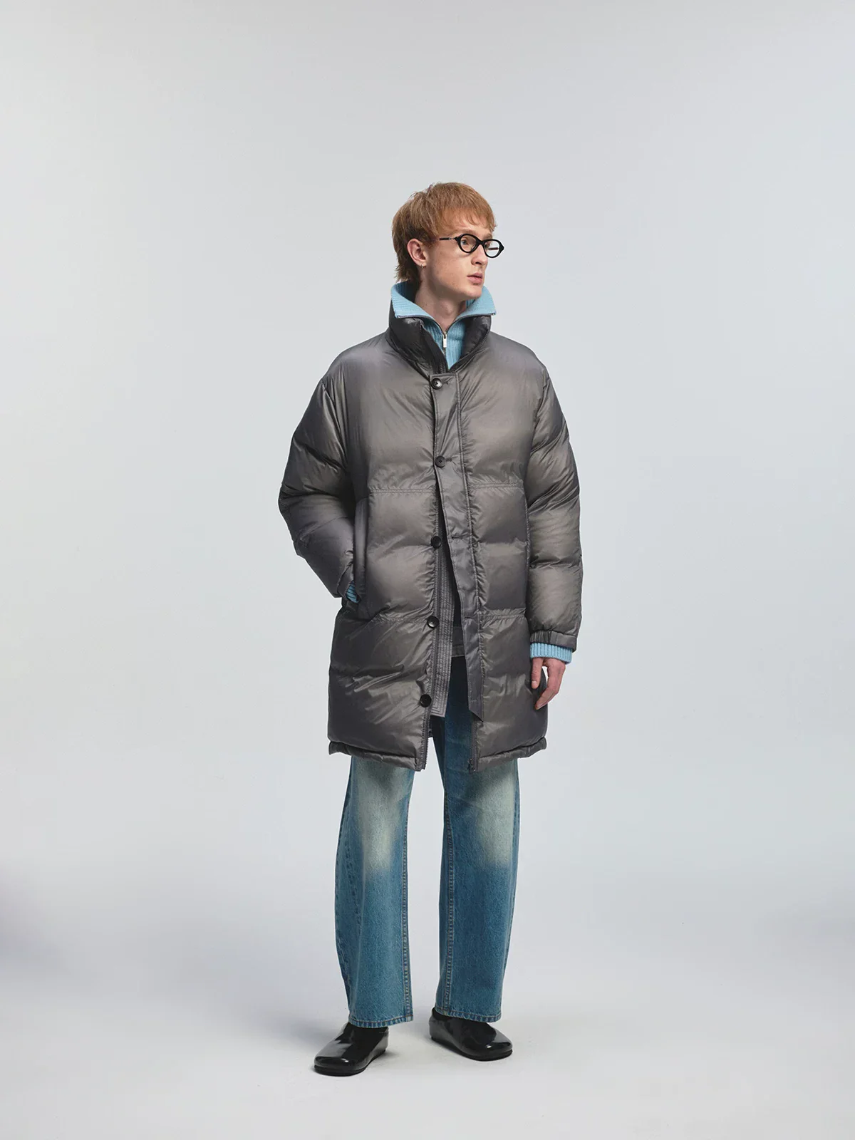 High-Neck Double-Placket Down Coat - Image 2