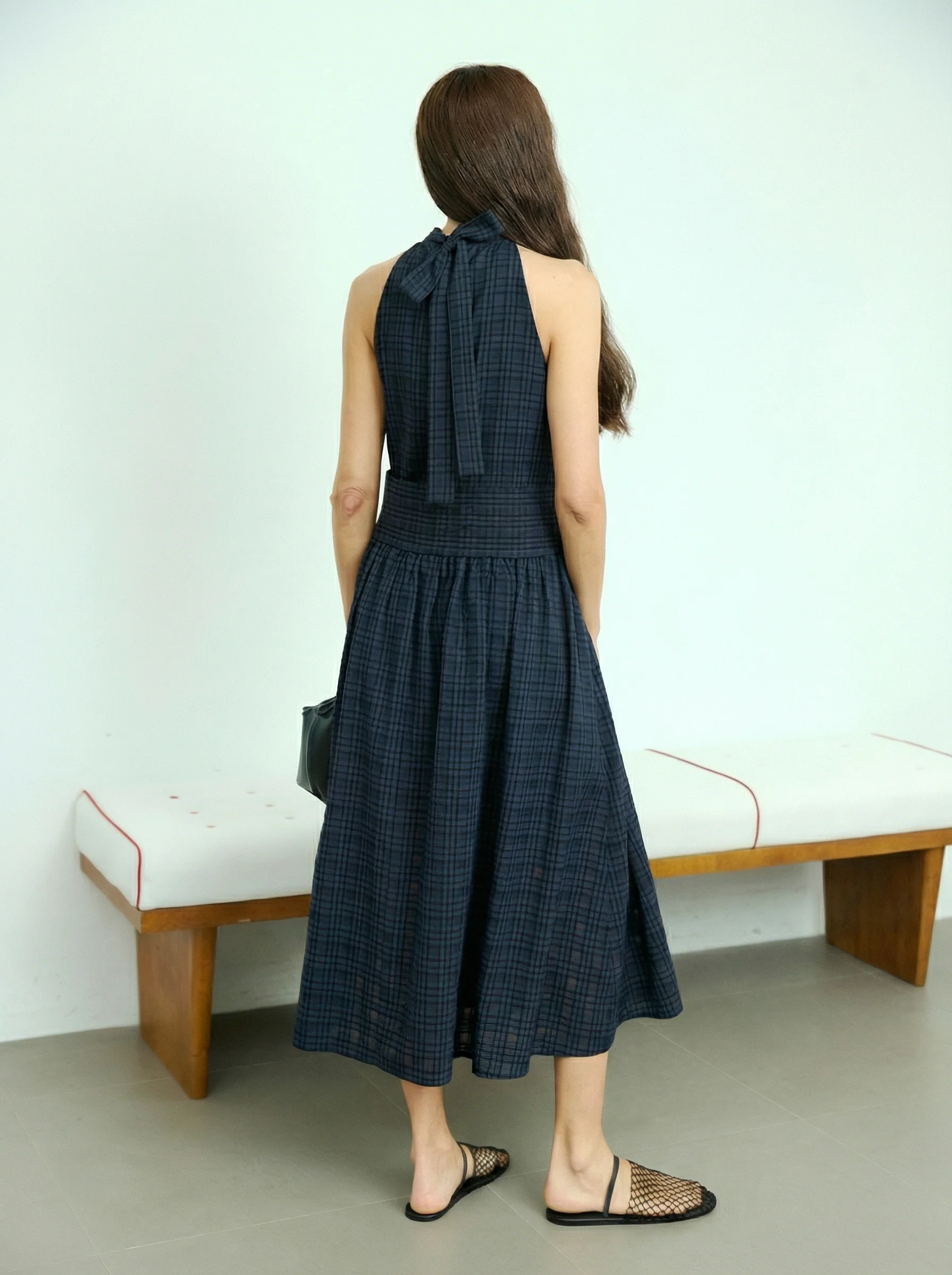 High‑Neck Halter Tie‑Waist Dress - Image 5