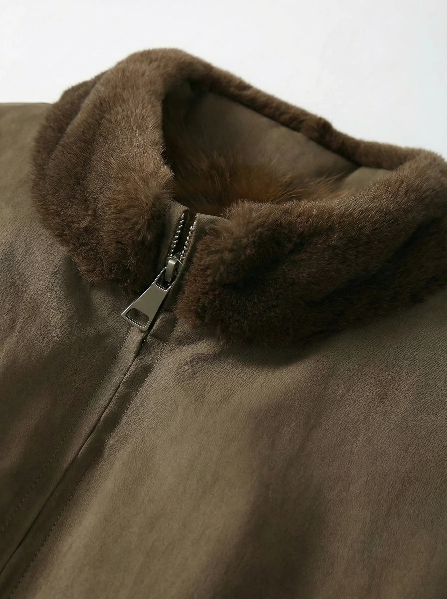 High-Neck Mink Collar Down Jacket - Image 3