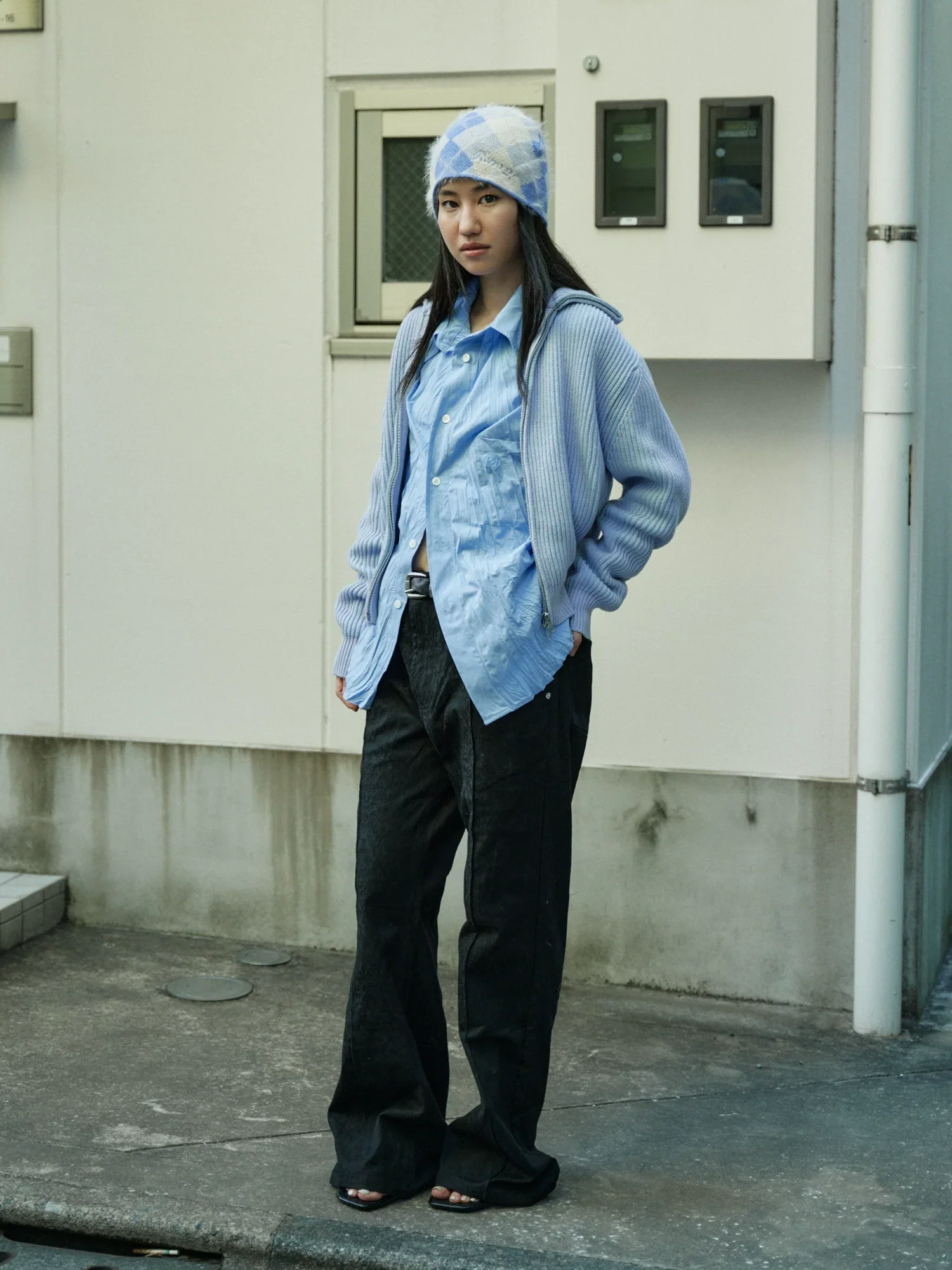 High-Neck Ribbed Zip Cardigan - Image 4