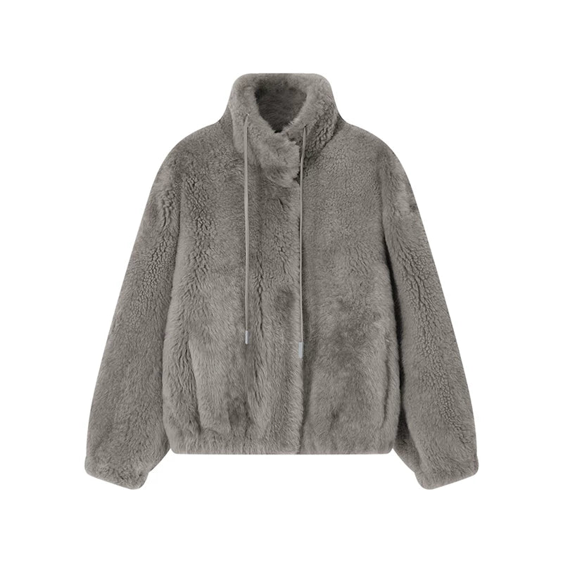 High-Neck Shearling Zip Jacket - Image 2