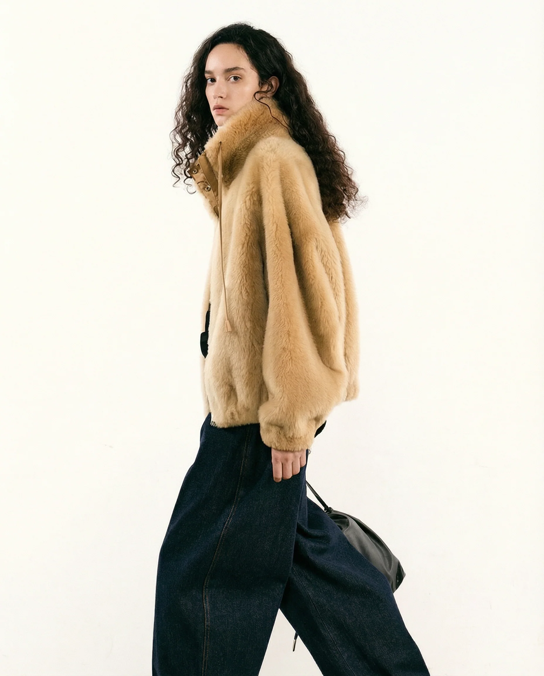 High-Neck Shearling Zip Jacket - Image 4