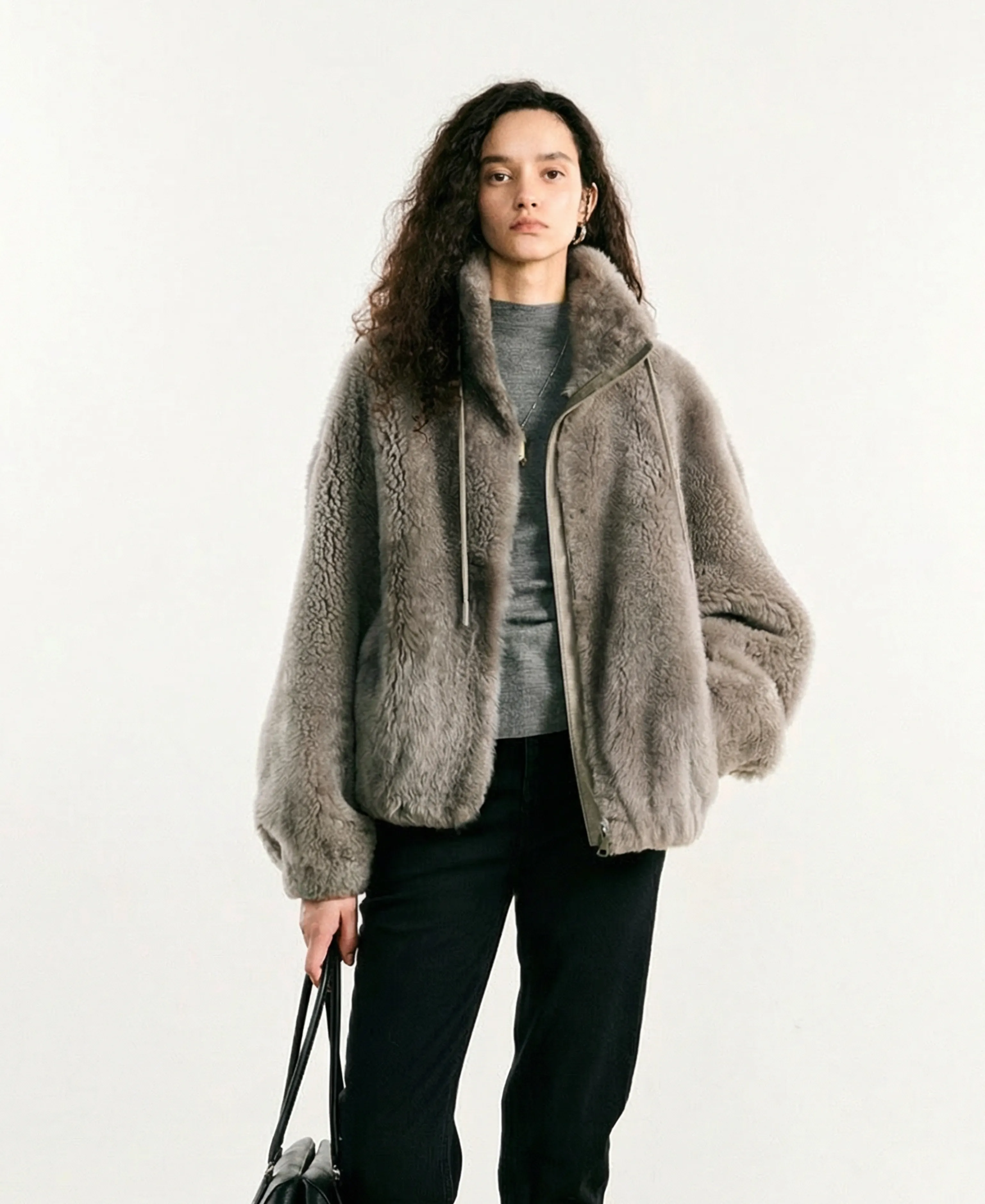 High-Neck Shearling Zip Jacket - Image 5