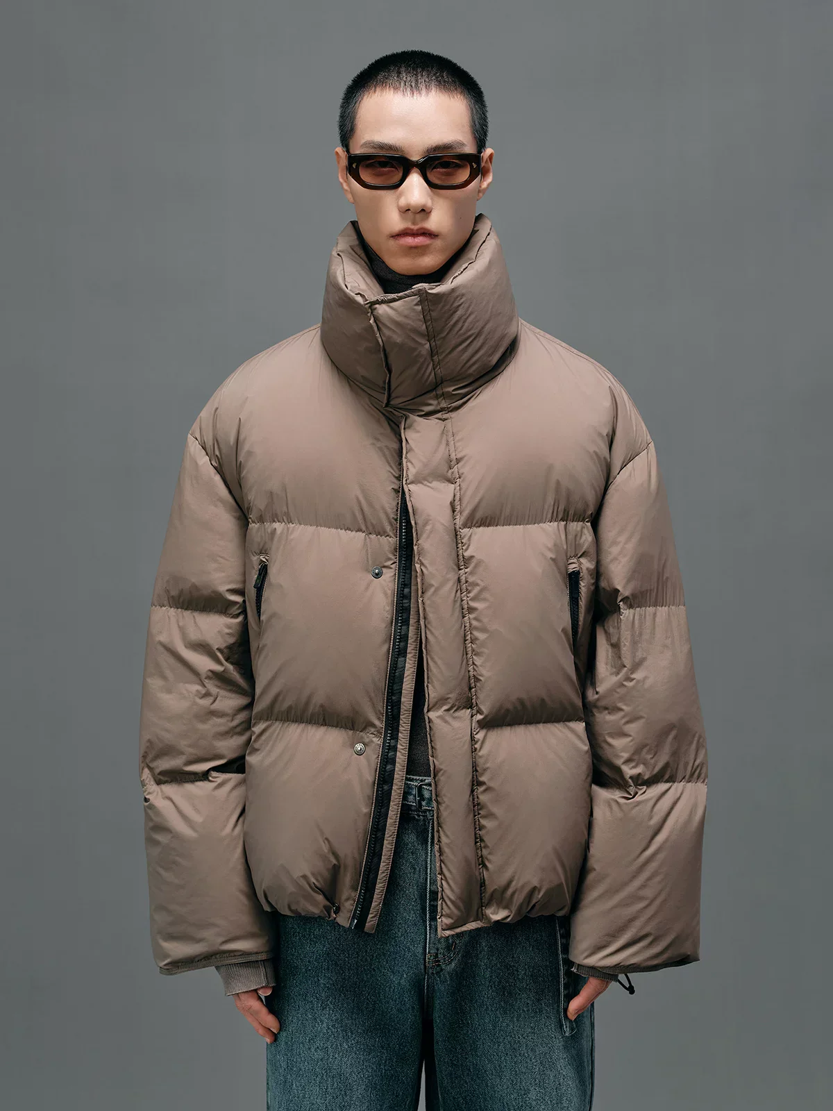 High Neck Wide-Quilt Down Jacket