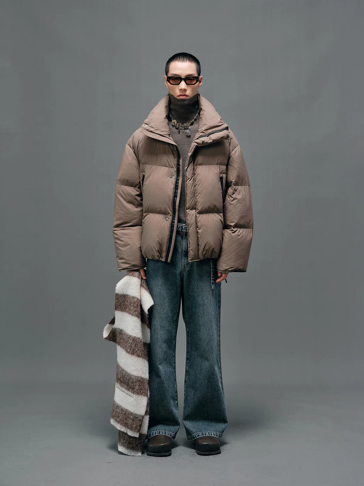 High Neck Wide-Quilt Down Jacket - Image 2