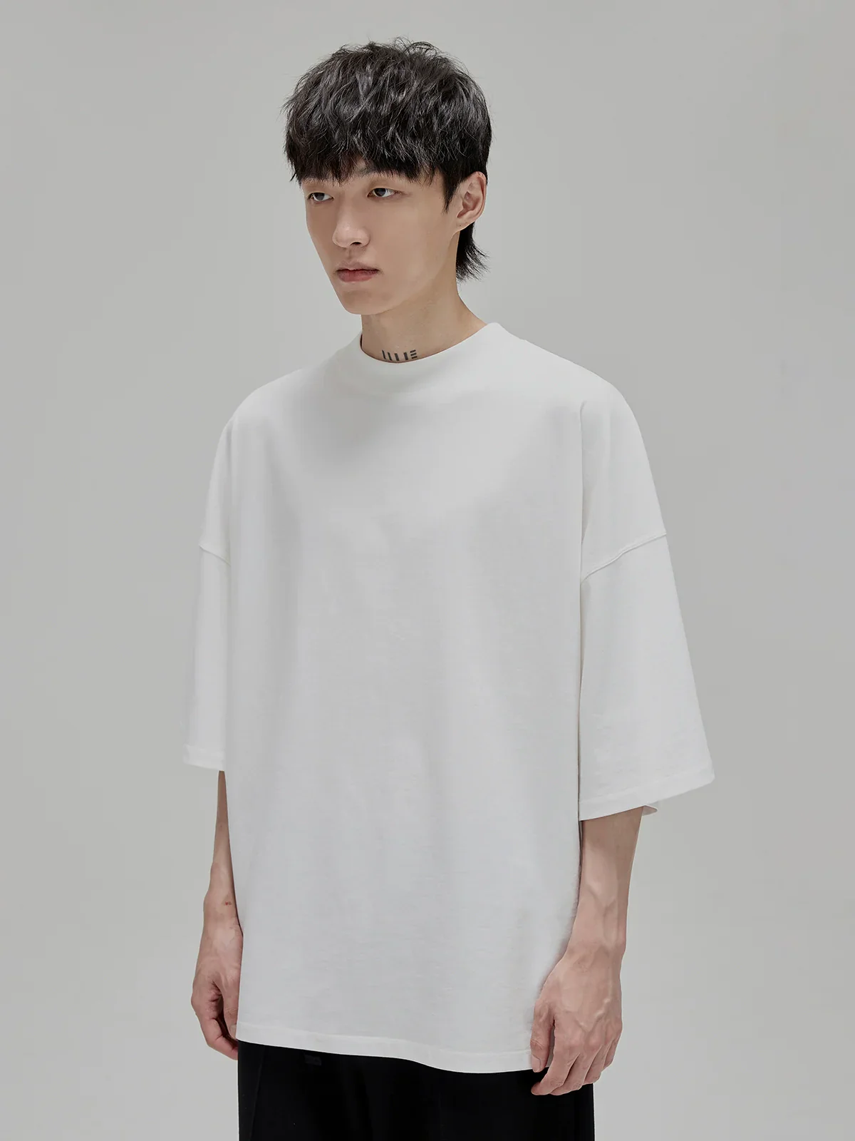 High-Rib Oversized Half-Sleeve Tee - Image 2