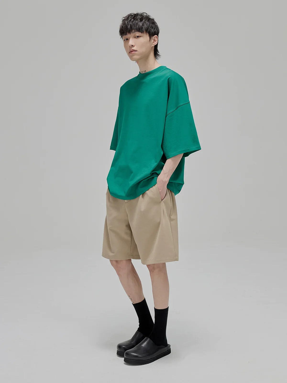 High-Rib Oversized Half-Sleeve Tee - Image 4