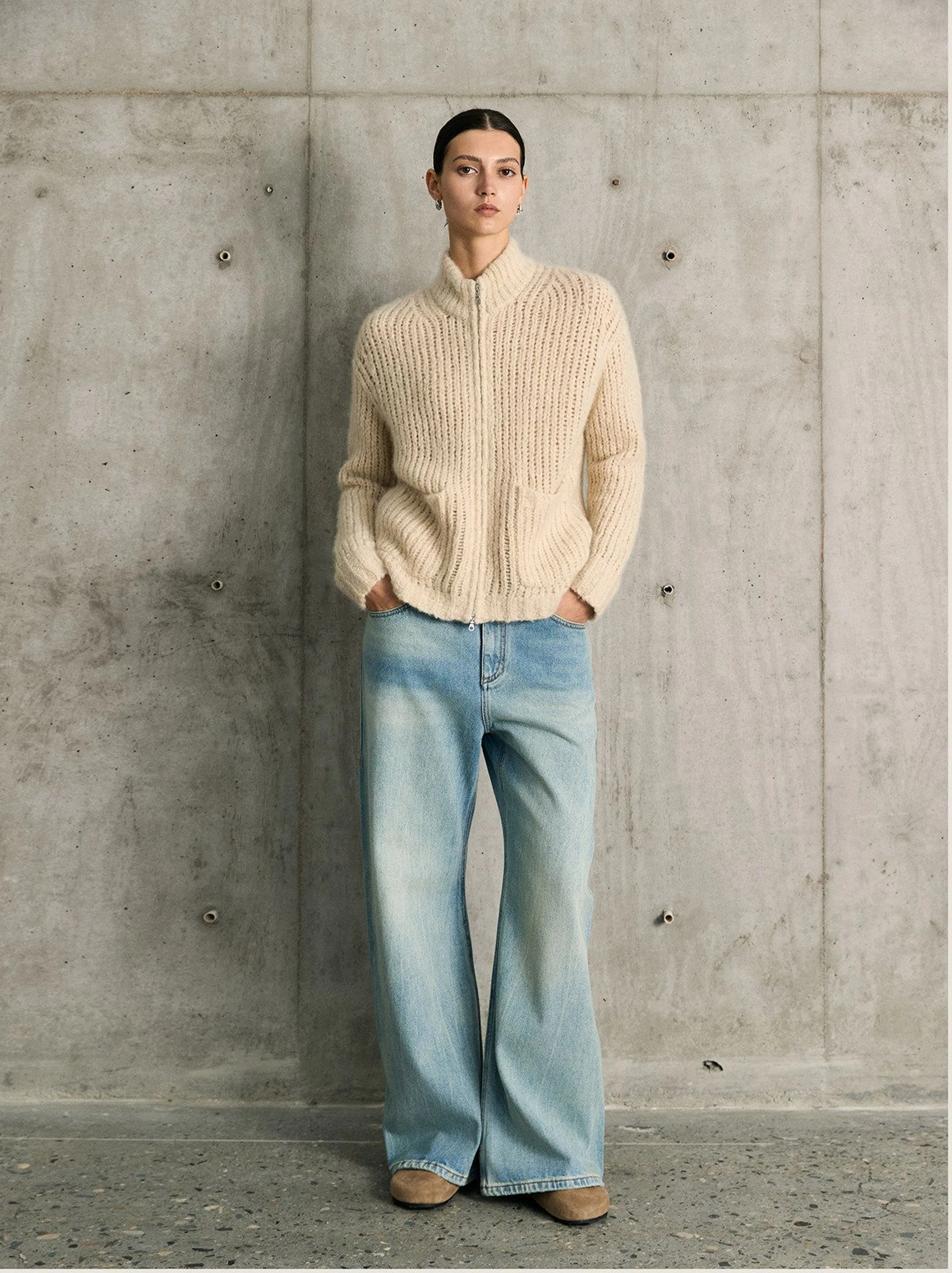 High-Rise Light Wash Wide-Leg Jeans - Image 2