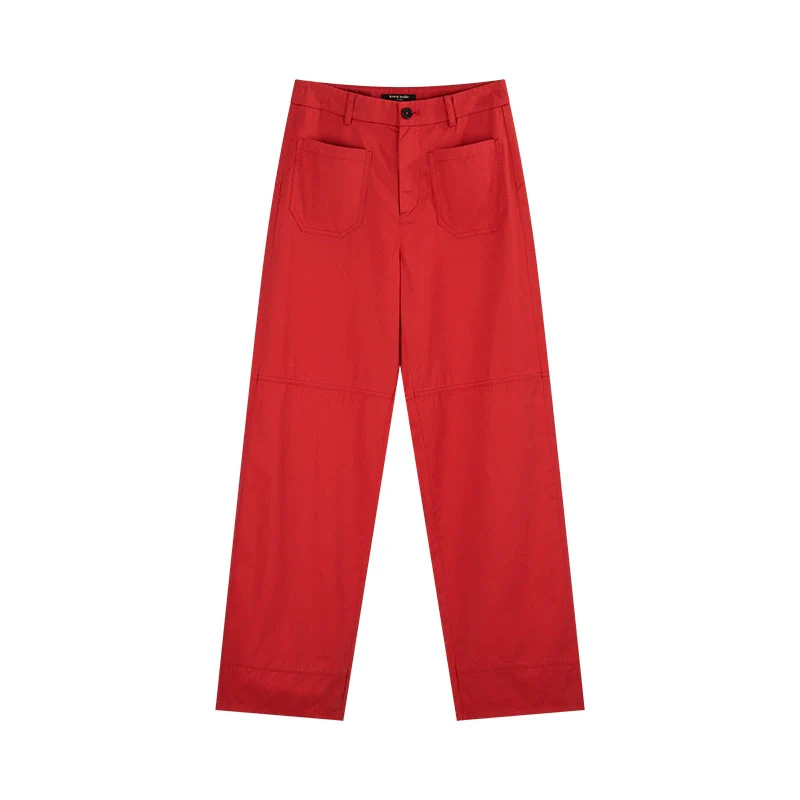 High-Rise Red Straight Trousers - Image 6