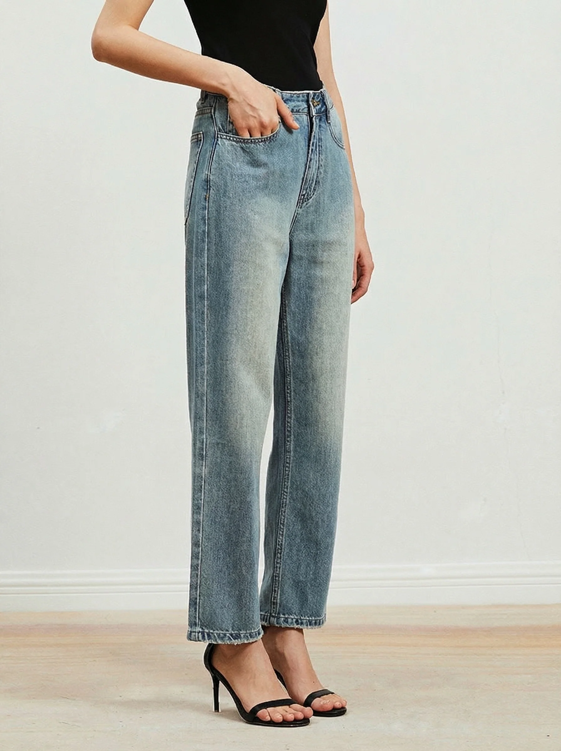 High-Rise Straight Jeans