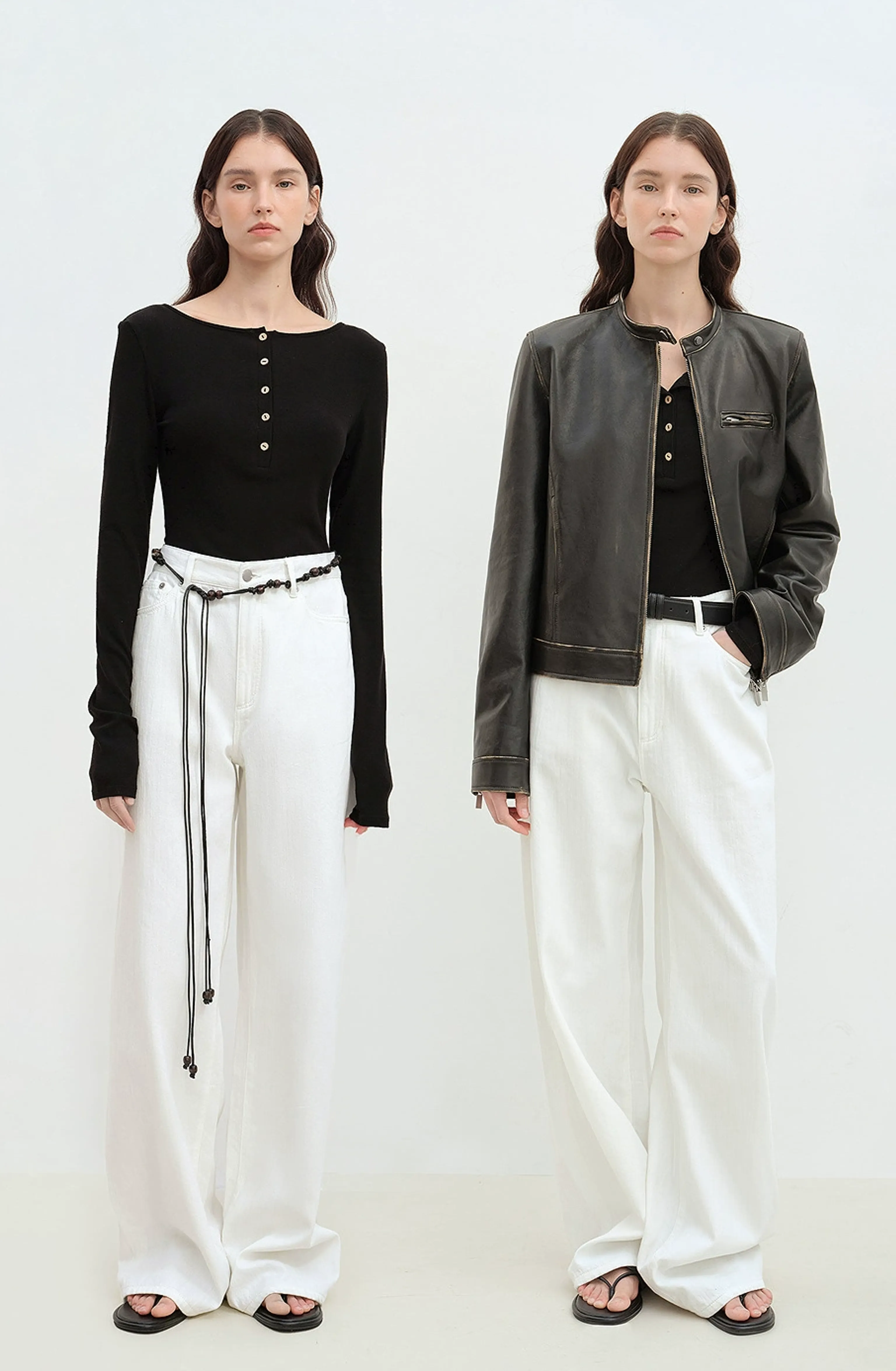 High-Rise Wide-Leg White Jeans - Image 2