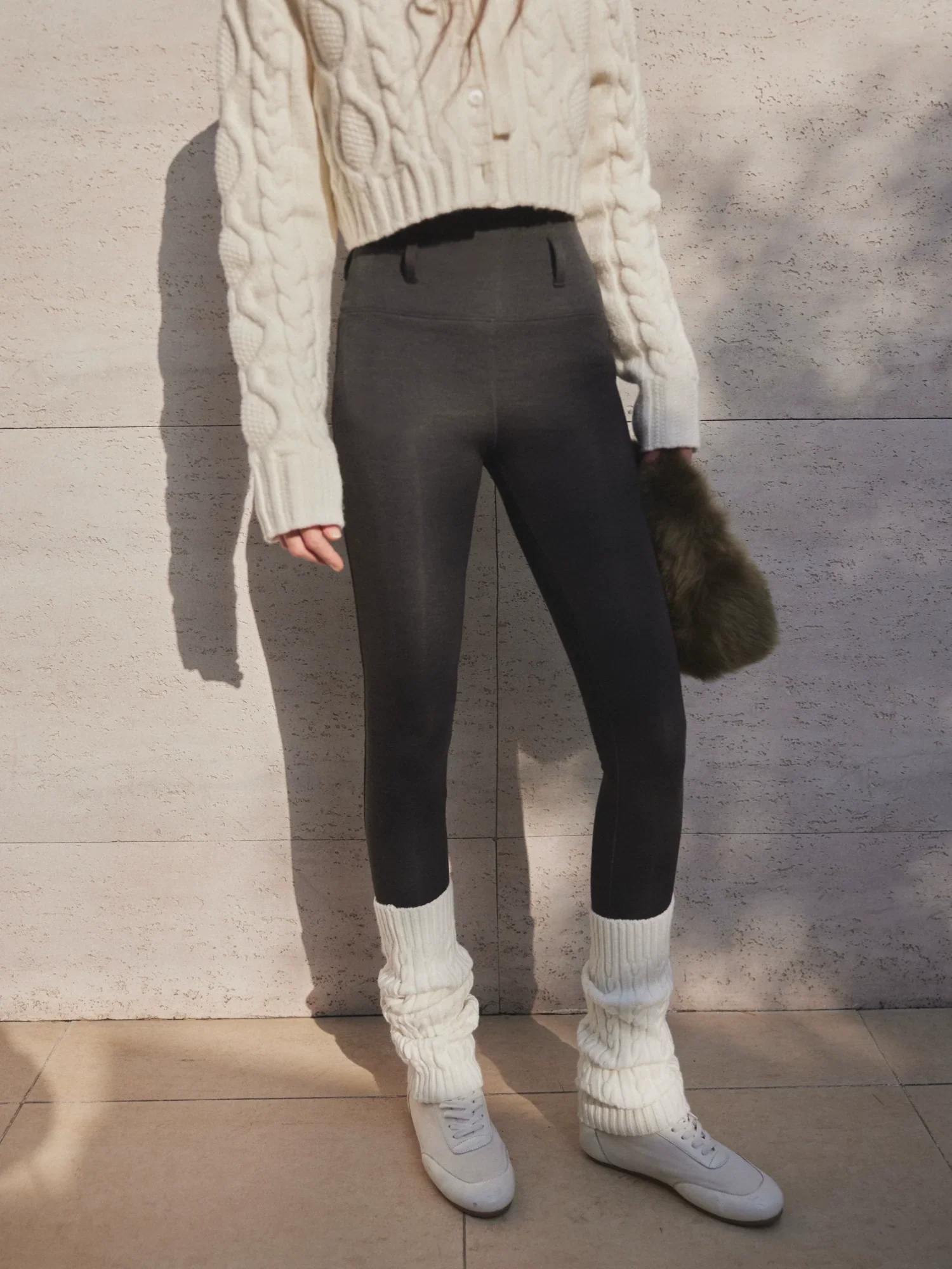 High-Rise Wool-Acetate Fleece Leggings