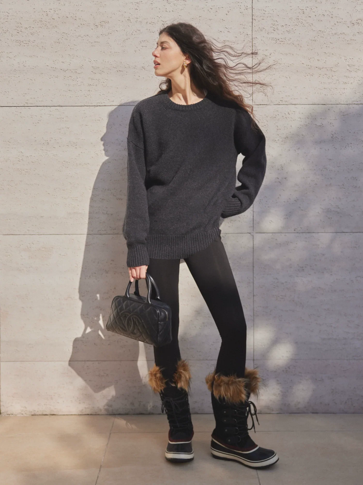 High-Rise Wool-Acetate Fleece Leggings - Image 4