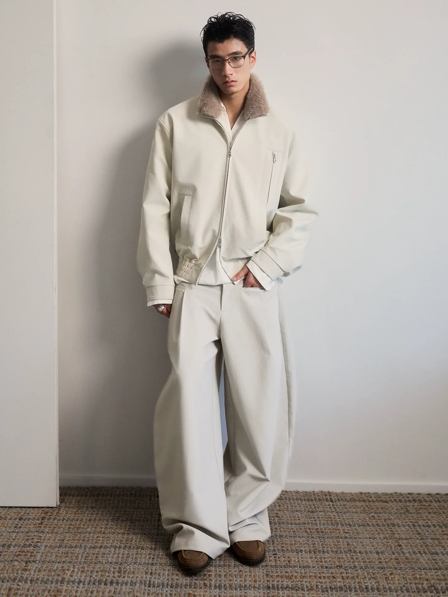 High-Rise Zip-Pocket Wide-Leg Trousers - Image 2