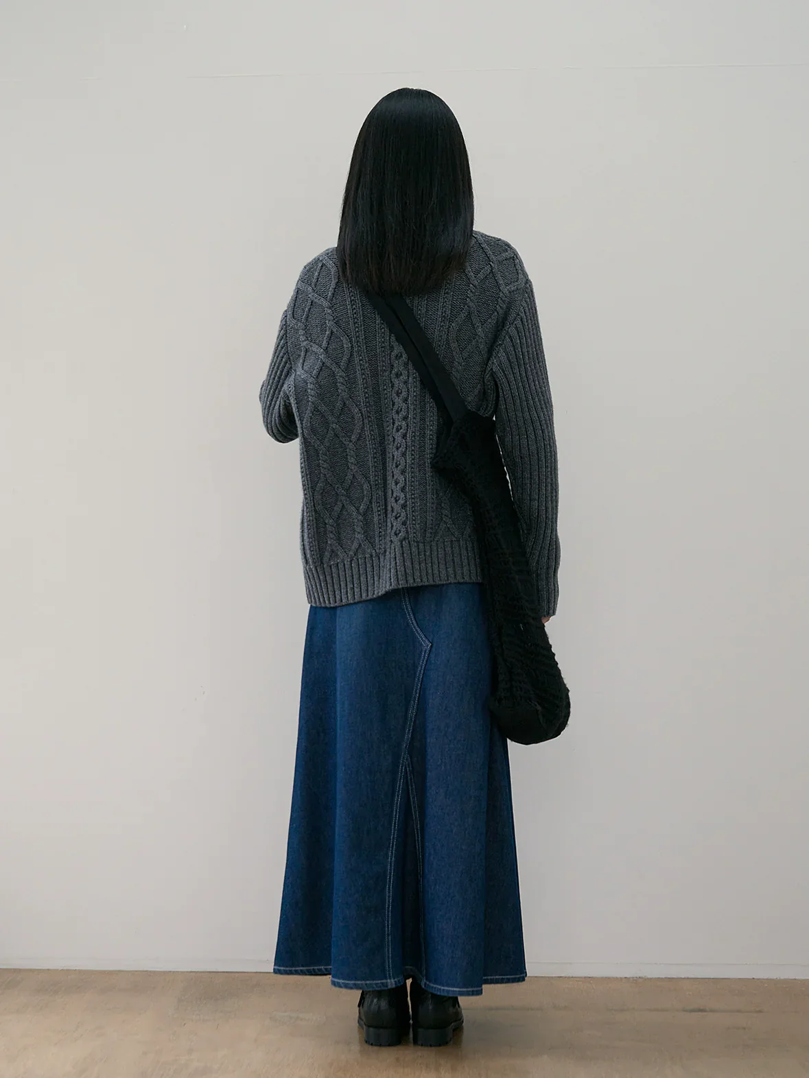 High-Waist A-Line Denim Maxi Skirt - Image 2