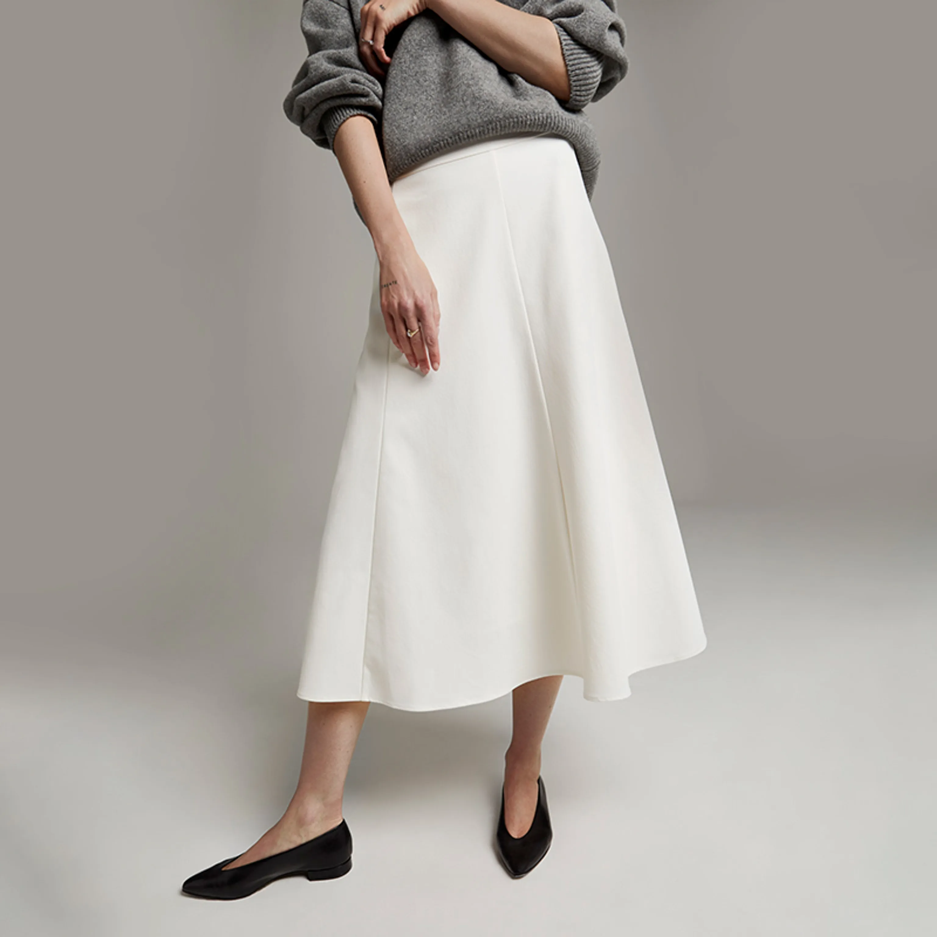 High-Waist A-Line Midi Skirt - Image 2