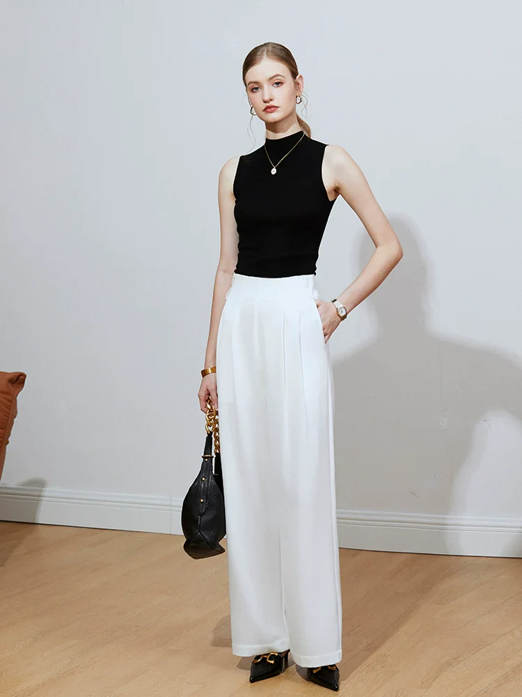 High-Waist Acetate Wide-Leg Trousers