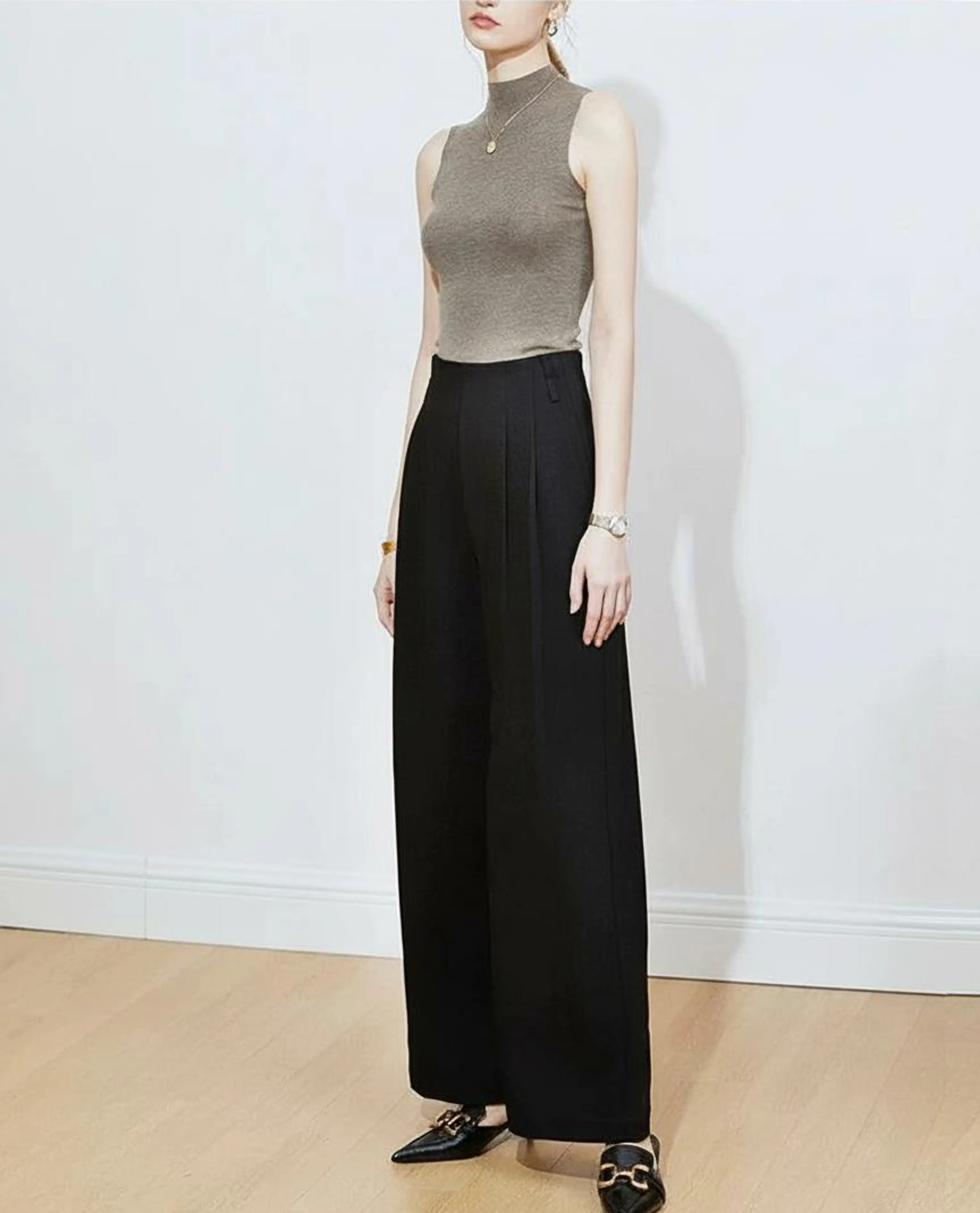 High-Waist Acetate Wide-Leg Trousers - Image 2