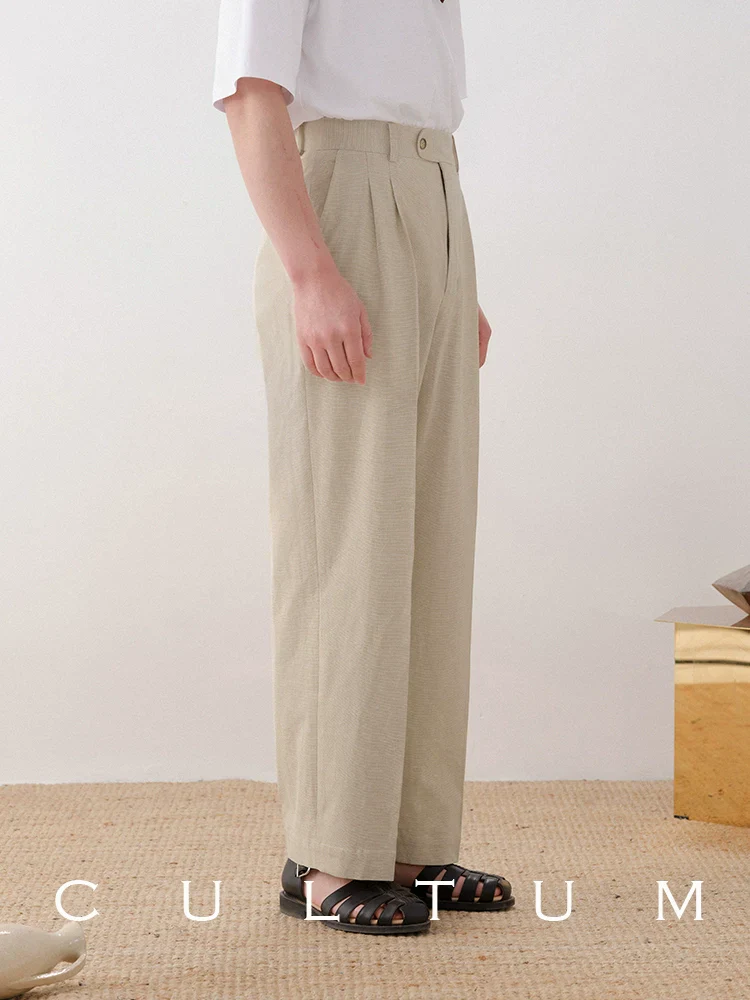 High-Waist Double-Pleated Trousers