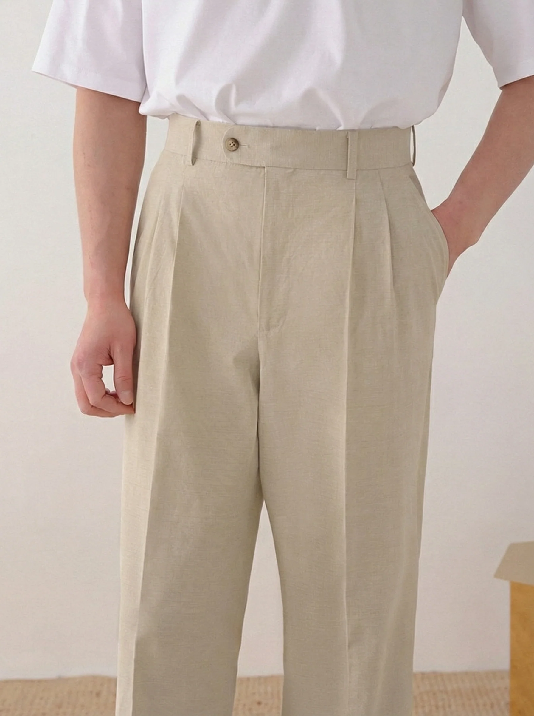 High-Waist Double-Pleated Trousers - Image 4