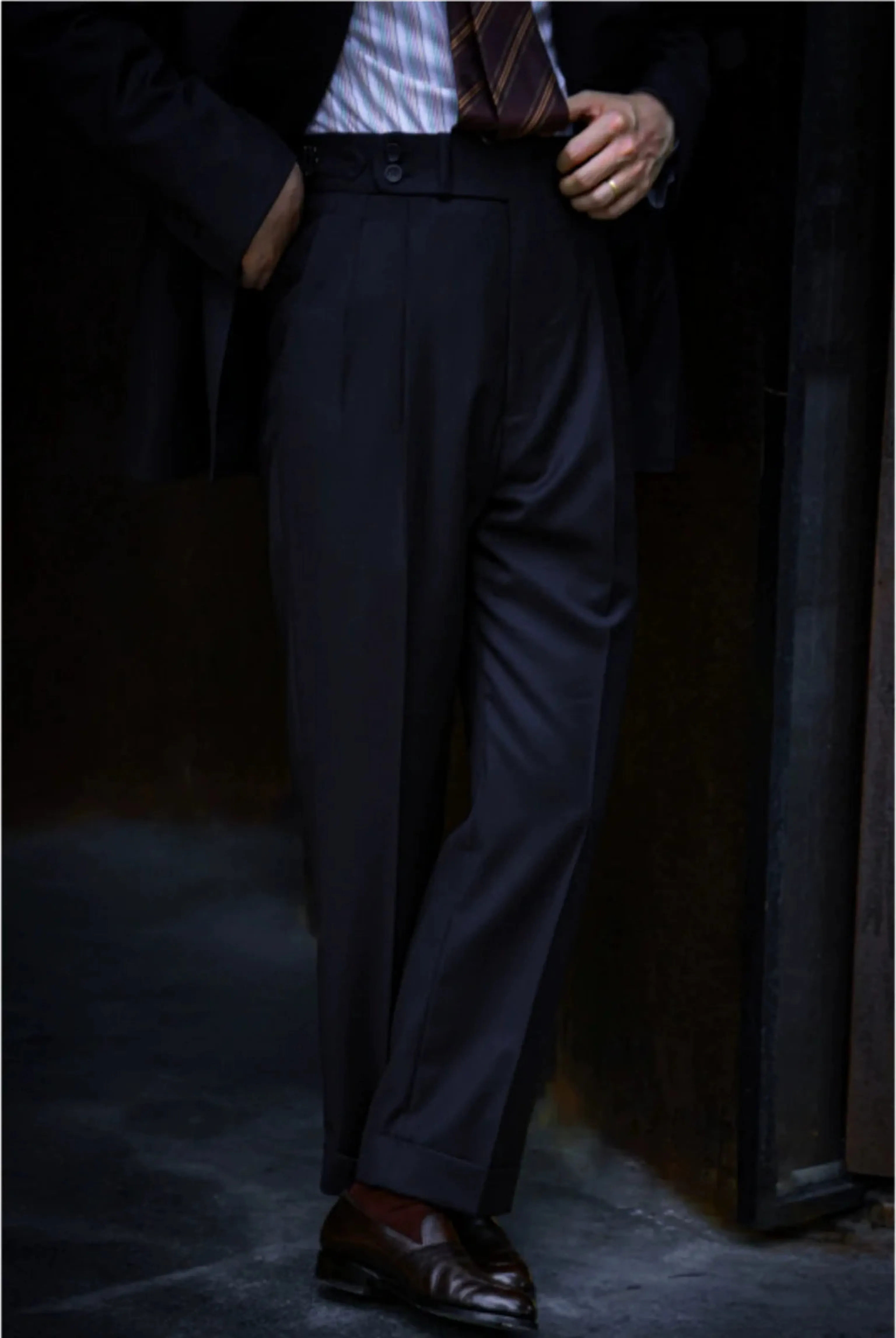 High-Waist Herringbone Trousers - Image 3