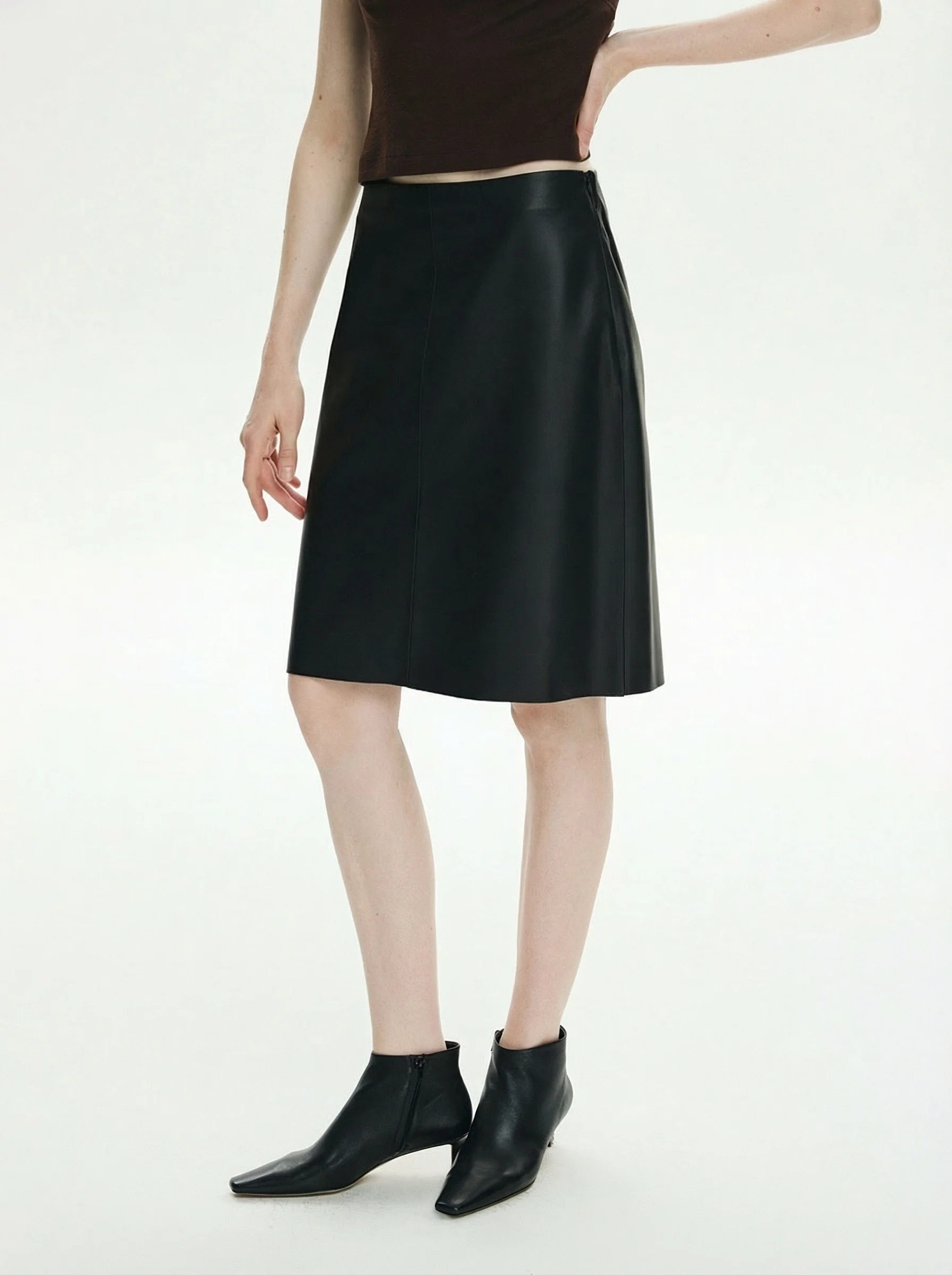 High-Waist Leather Skirt