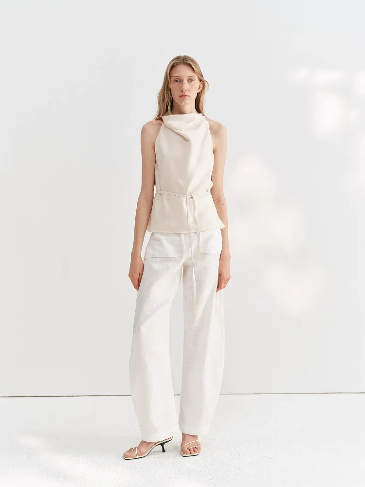 High-Waist Linen Wide-Leg Trousers - Image 2