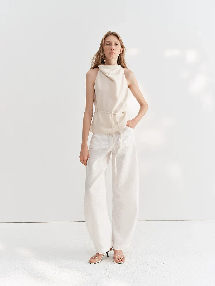High-Waist Linen Wide-Leg Trousers - Image 3