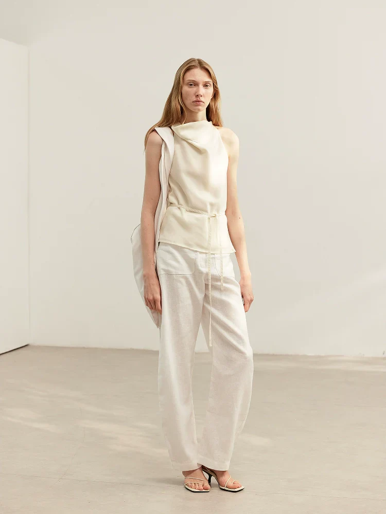 High-Waist Linen Wide-Leg Trousers - Image 4