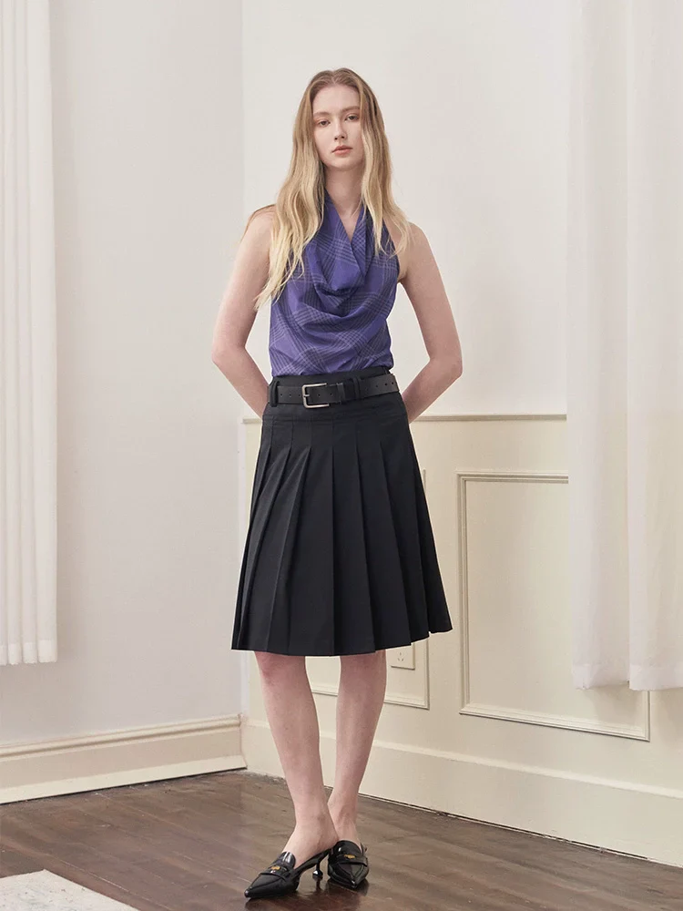 High-Waist Pleated A-Line Skirt - Image 4