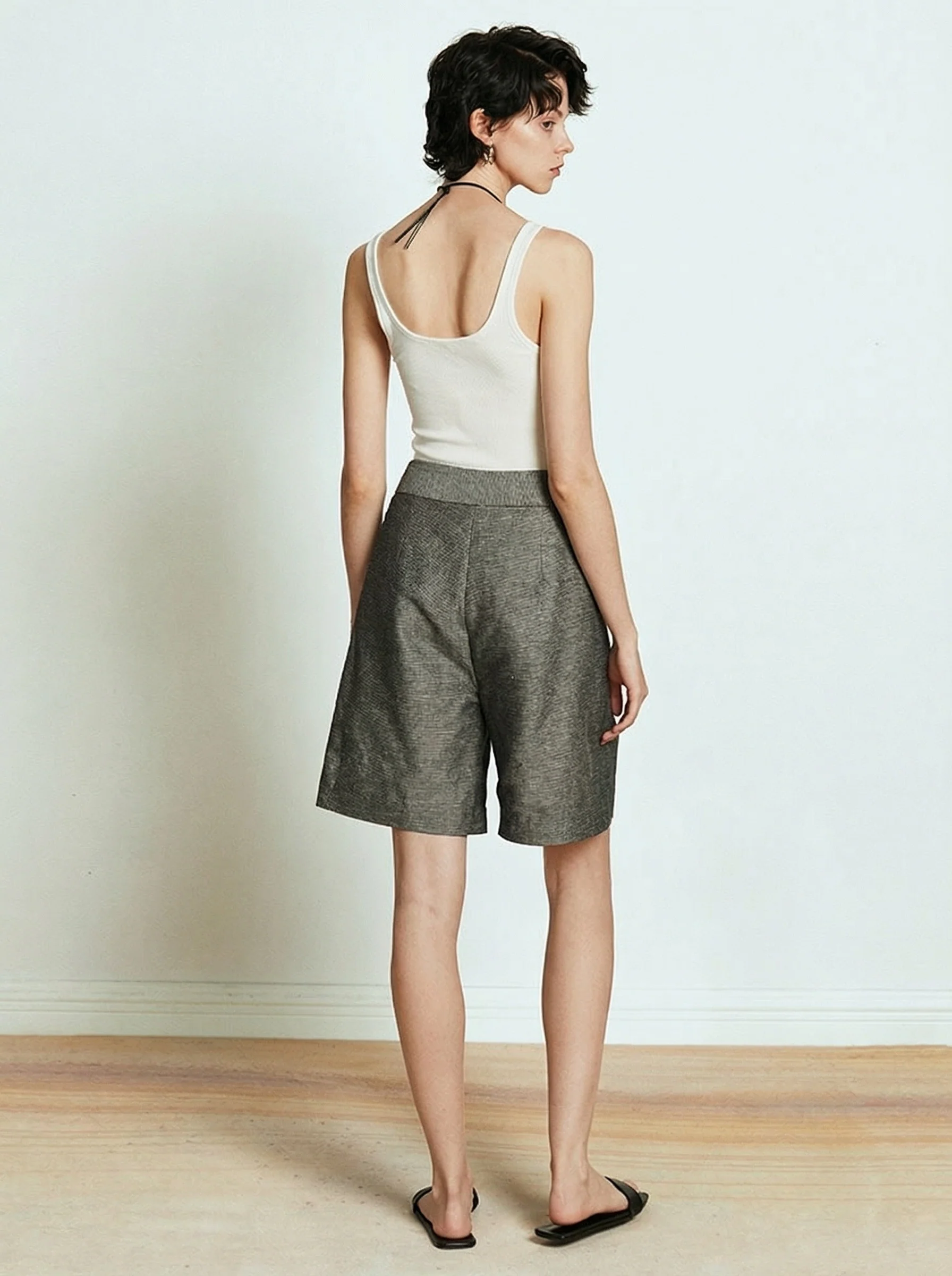 High-Waist Pleated Shorts - Image 2