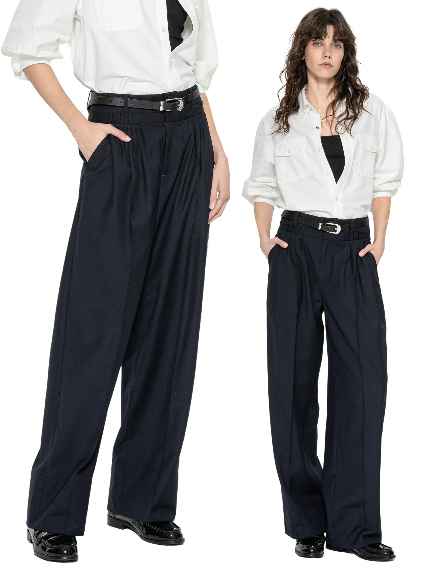 High-Waist Pleated Wide-Leg Trousers