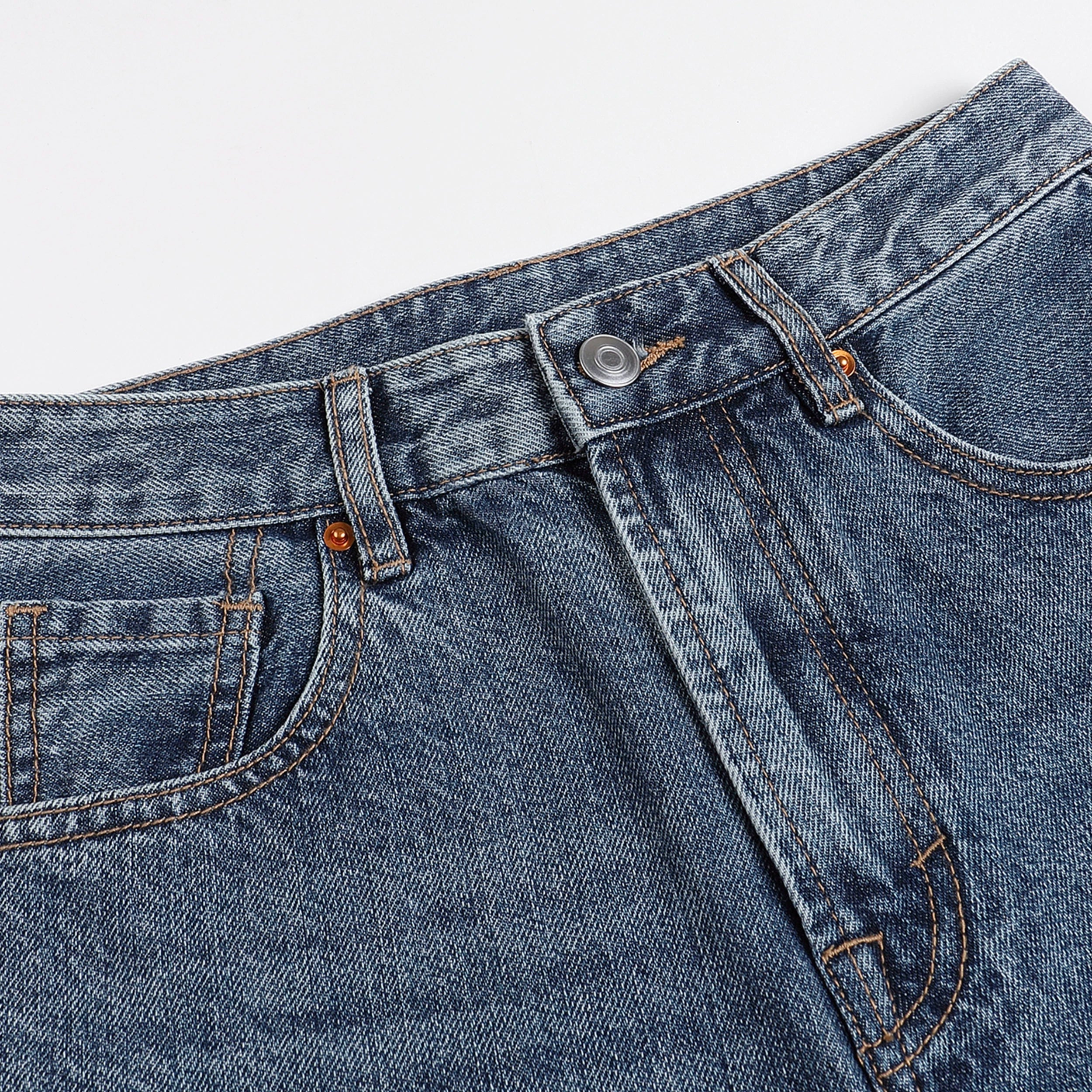 High Waist Retro Blue Denim Jeans
