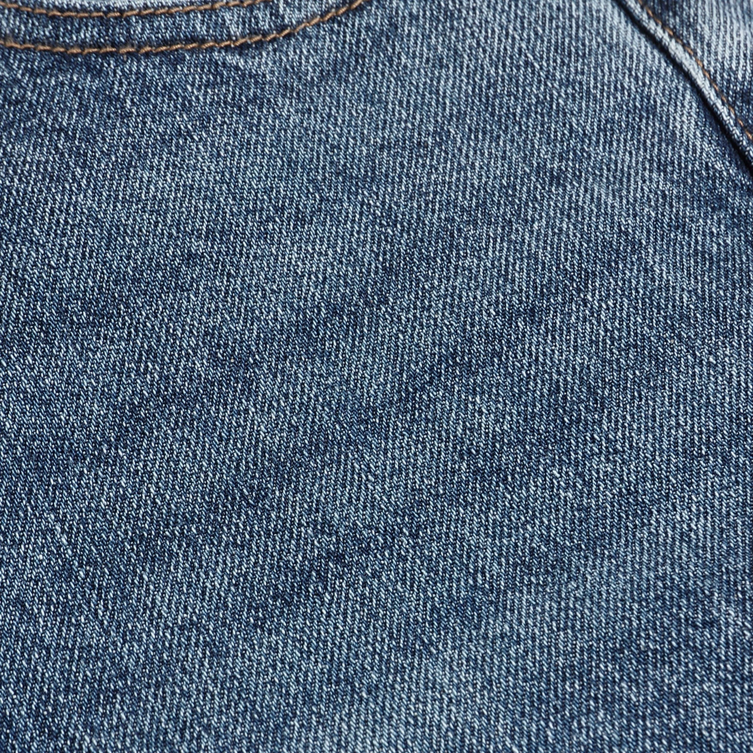 High Waist Retro Blue Denim Jeans - Image 2