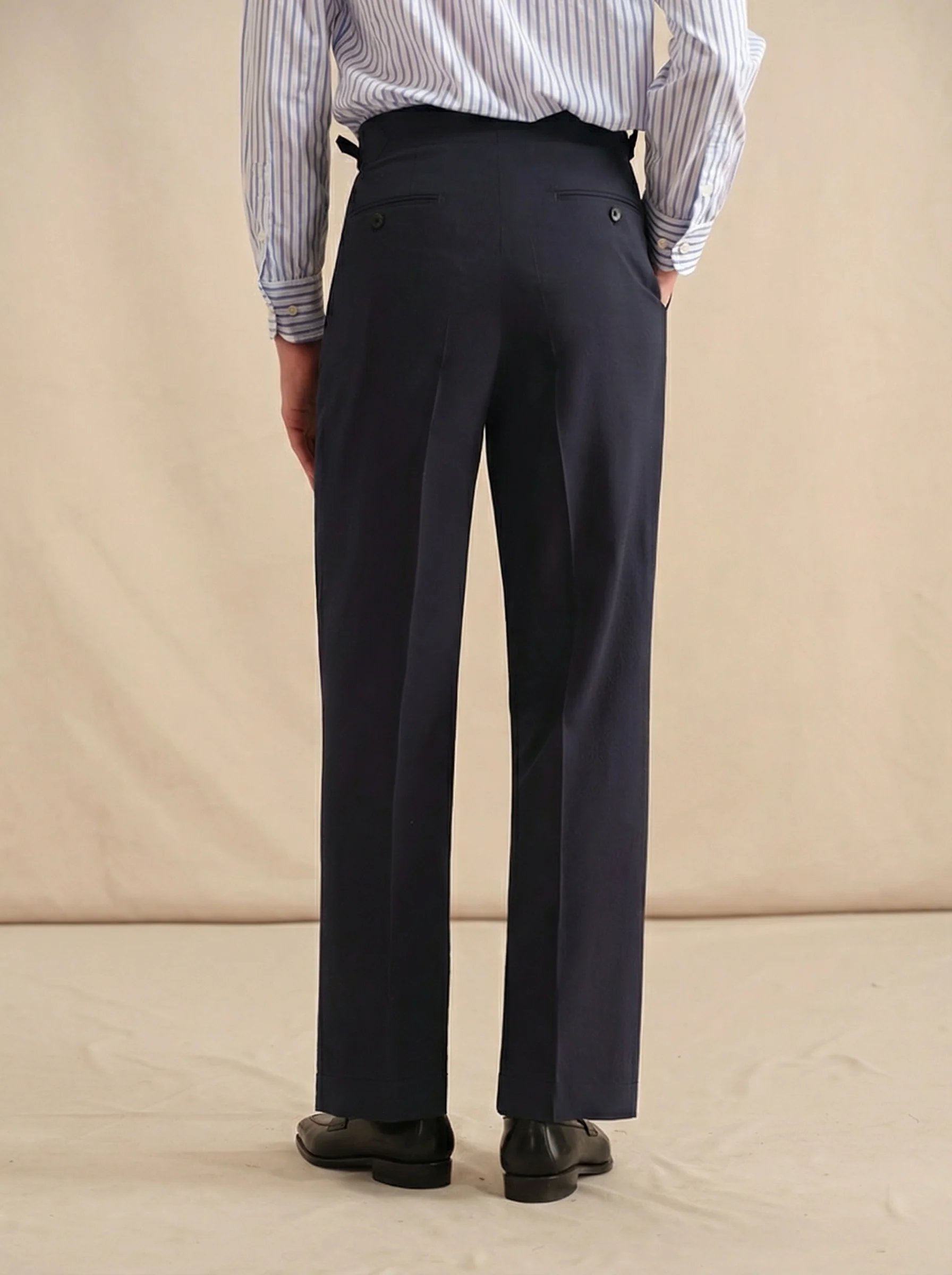 High-Waist Seersucker Wool Trousers - Image 4