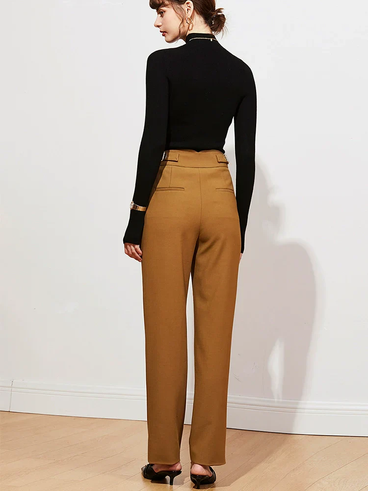 High-Waist Side-Tab Straight Trousers - Image 2