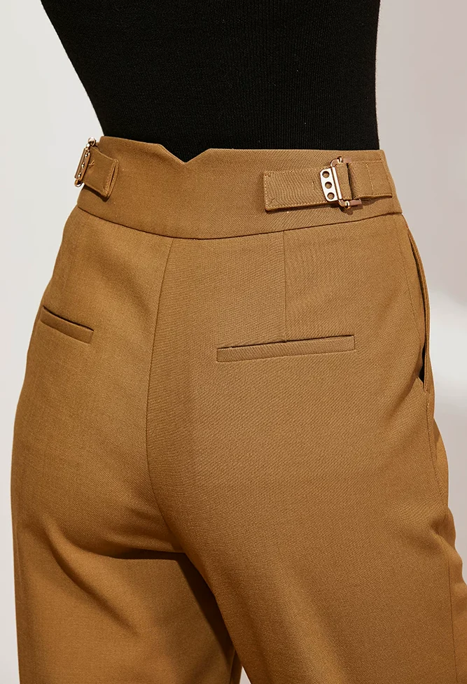 High-Waist Side-Tab Straight Trousers - Image 5