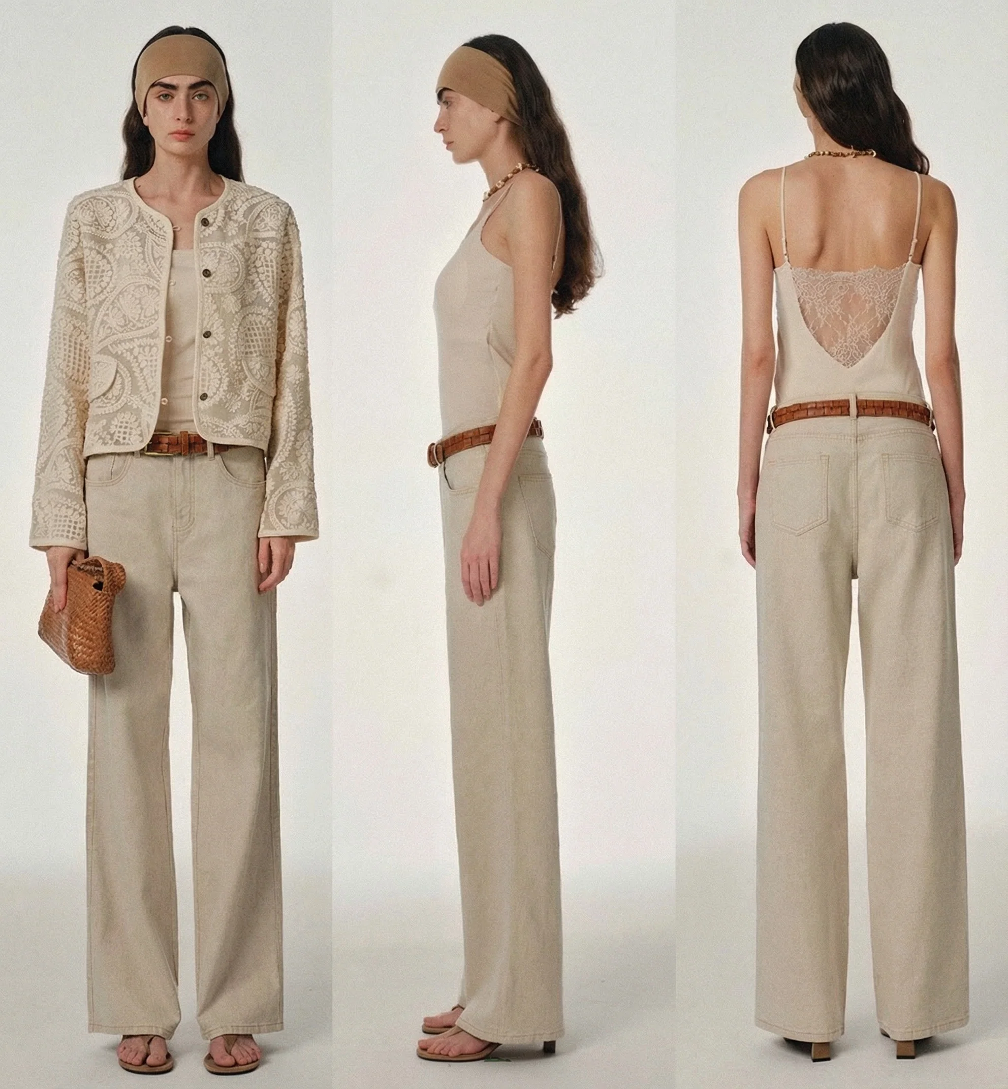 High-Waist Wide-Leg Linen Jeans