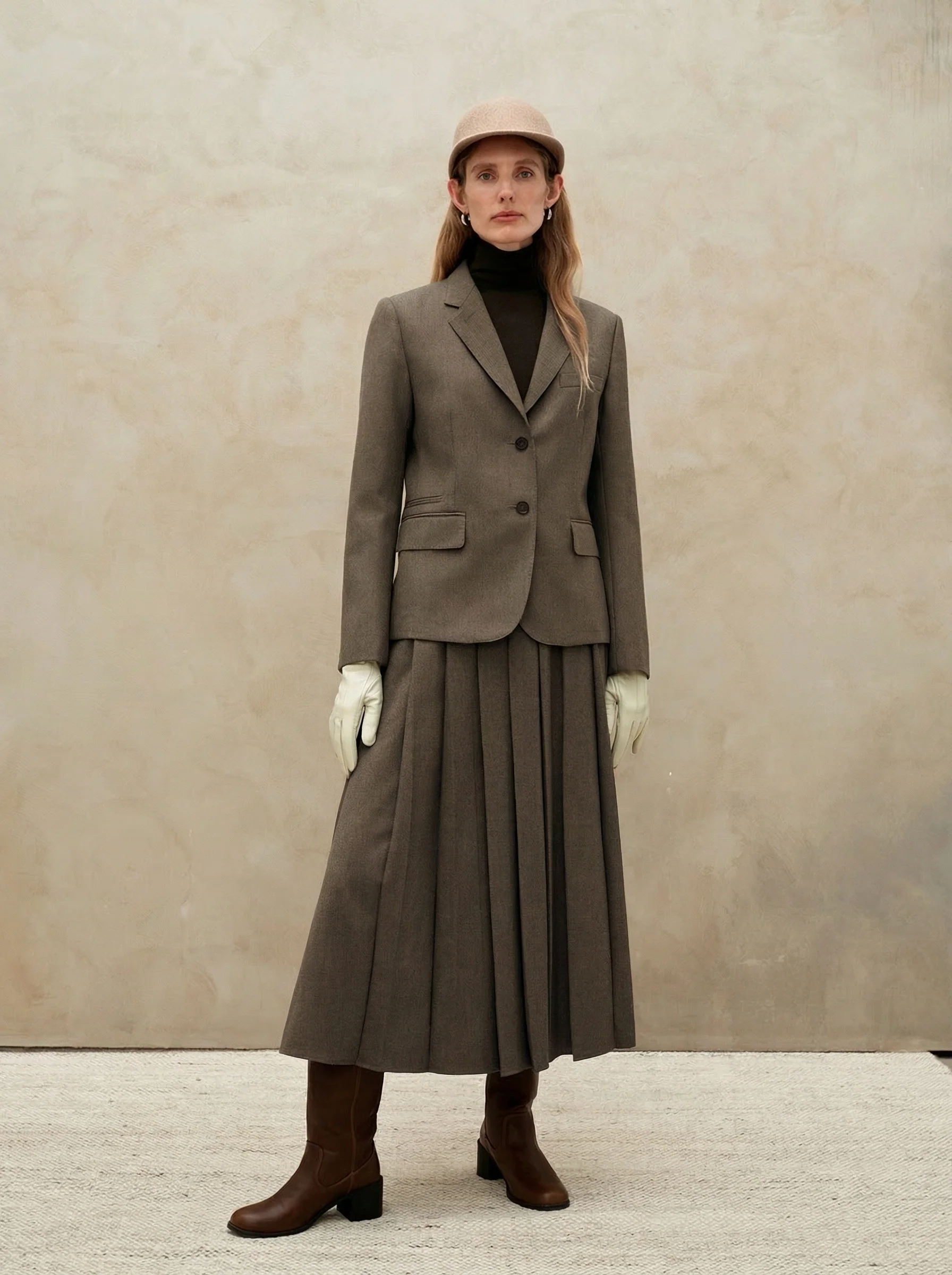 High-Waist Wool Pleated Midi Skirt - Image 3