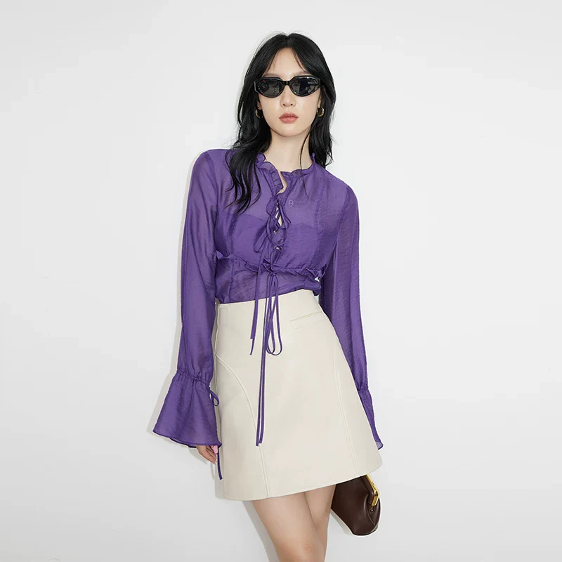 High-Waisted A-Line Leather Skirt