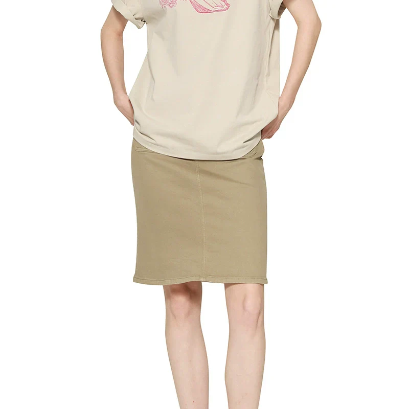 High-Waisted Beige Midi Skirt - Image 3