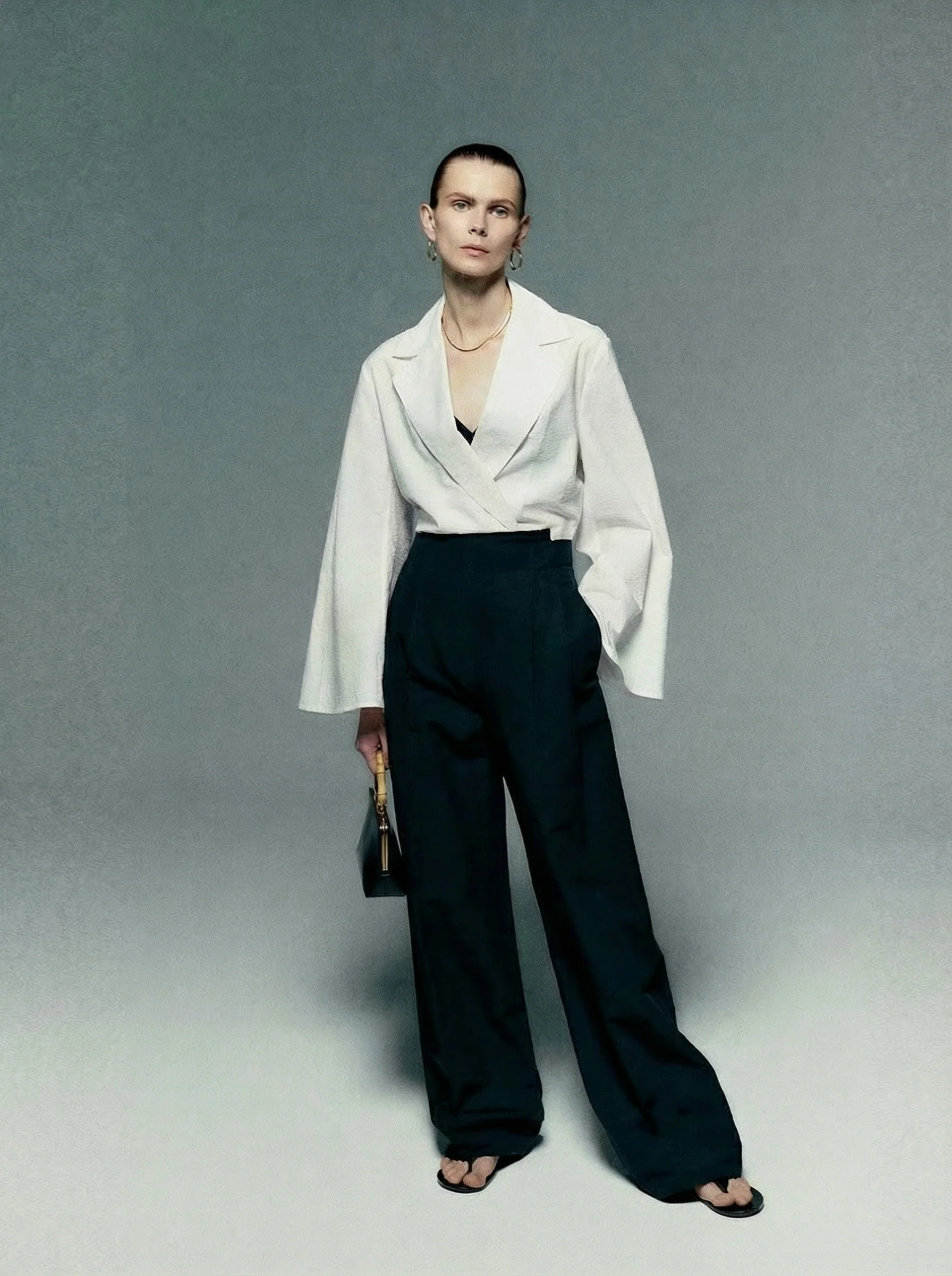 High-Waisted Double-Pleat Wide-Leg Trousers - Image 3