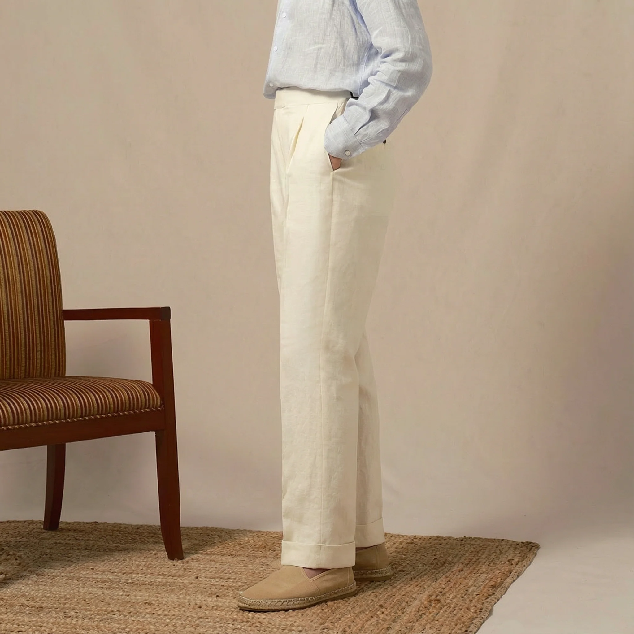 High-Waisted French Linen Trousers