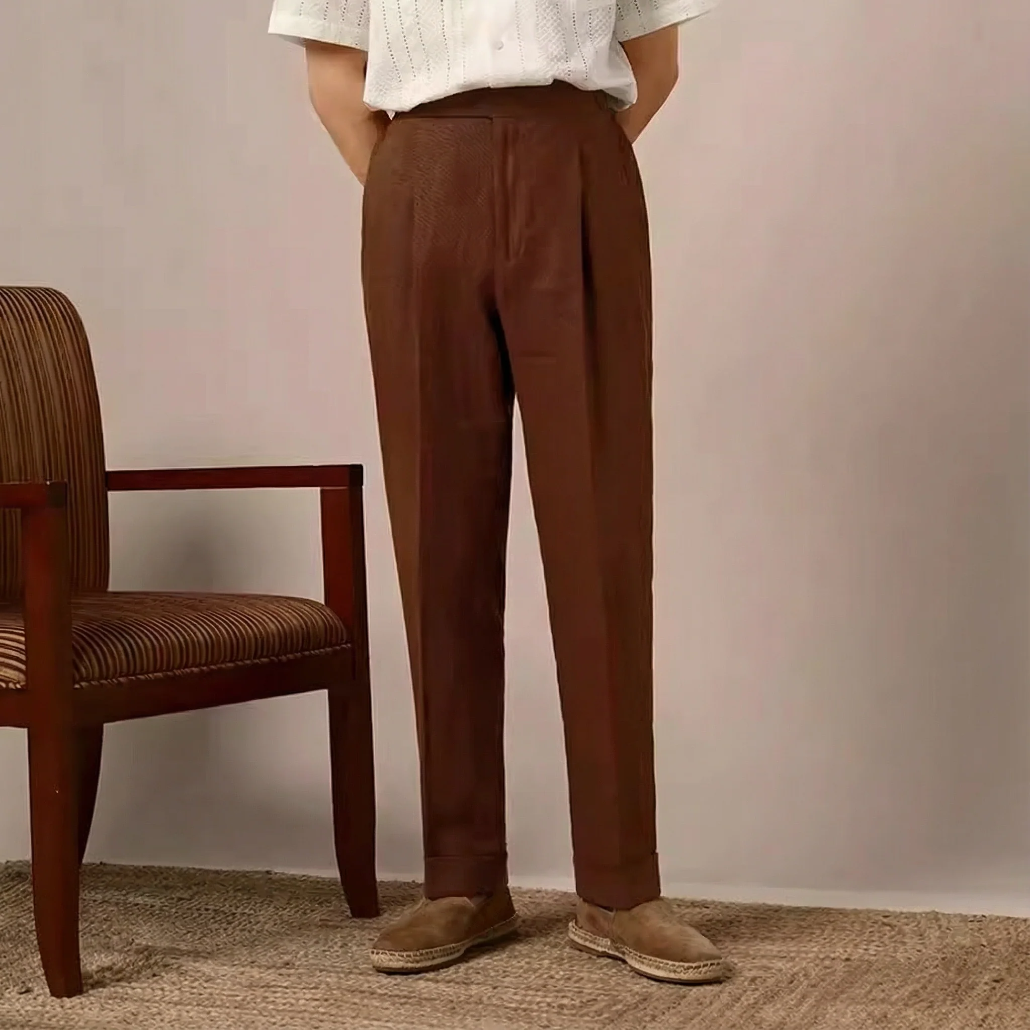 High-Waisted French Linen Trousers - Image 3